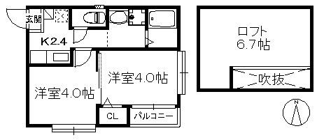 GOLDWING新南(2K/3階)の間取り写真