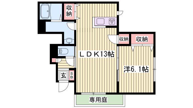 シャーメゾン土山西(1LDK/1階)の間取り写真