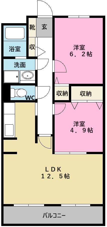 プリメール金谷(2LDK/4階)の間取り写真