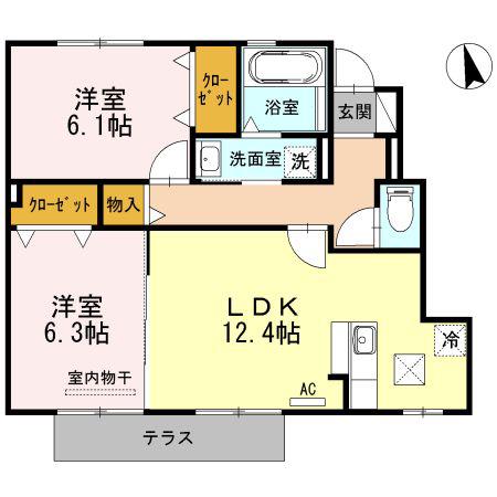 プレーヌ(2LDK/1階)の間取り写真