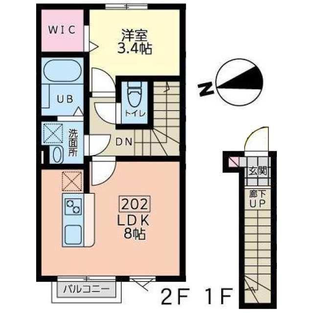 CASATERA(1LDK/2階)の間取り写真