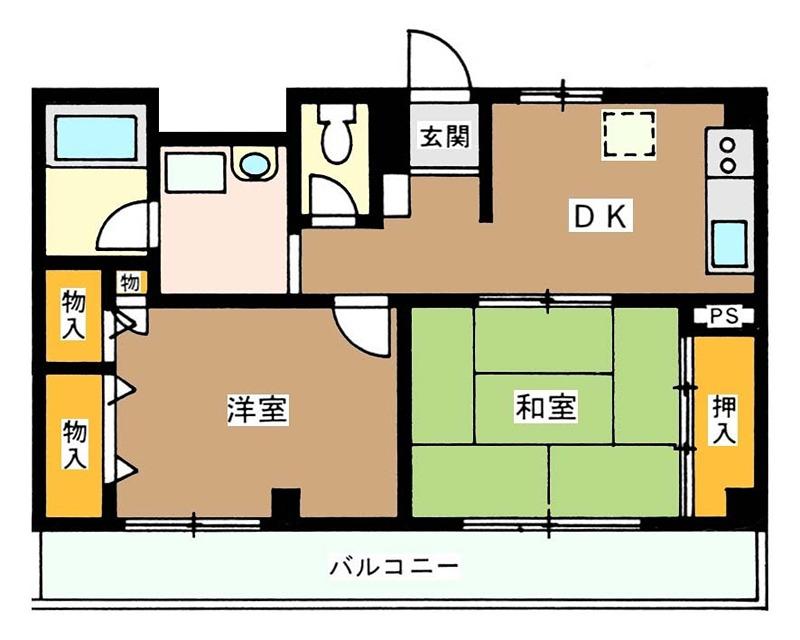 グランブルーK(2DK/3階)の間取り写真