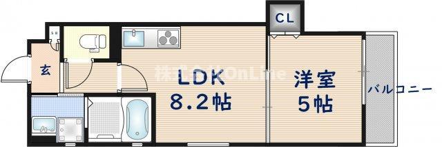 クリエオーレ大蓮東II(1LDK/2階)の間取り写真