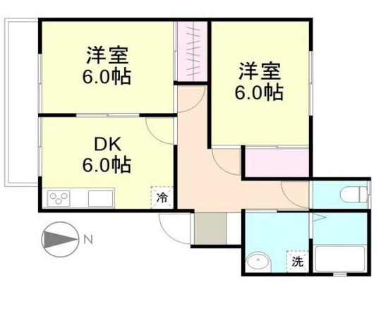 セレッソ玉島(2DK/1階)の間取り写真