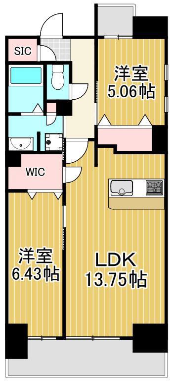 アーバンパーク谷在家(2LDK/3階)の間取り写真
