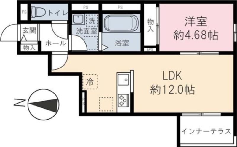 HIKARI(1LDK/1階)の間取り写真