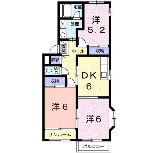 パトリアII(3DK/2階)の間取り写真