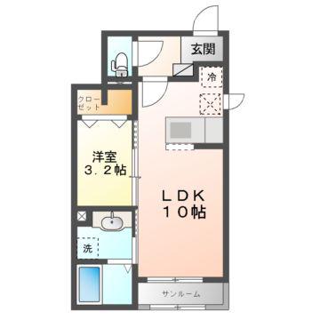 クレメント ハウス(1LDK/1階)の間取り写真