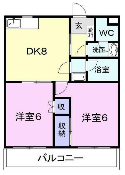 アメニティ富士(2DK/1階)の間取り写真
