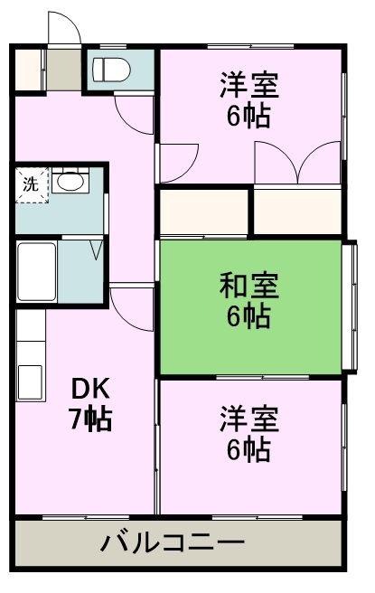 農住メゾンサニーホームズB(3DK/2階)の間取り写真