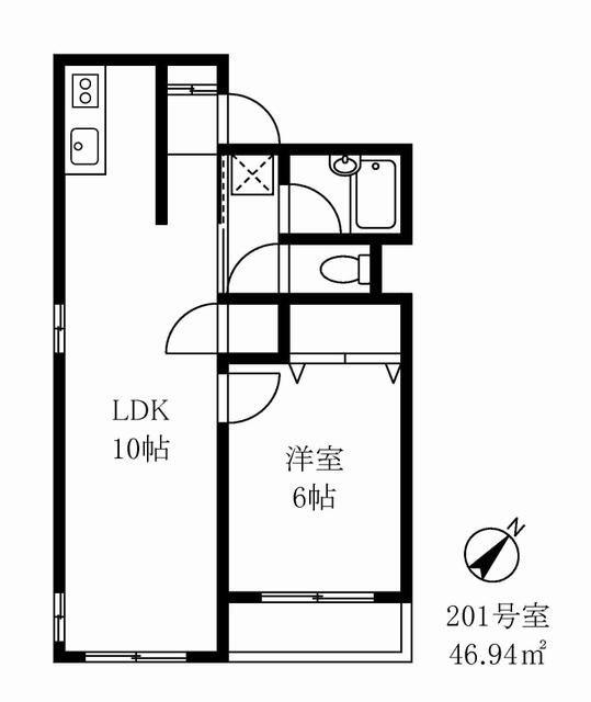 春日コートハウス(1LDK/2階)の間取り写真