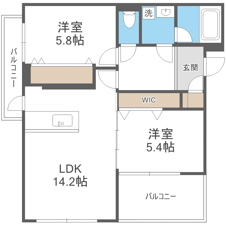 HEIRESS HIRAO(2LDK/1階)の間取り写真