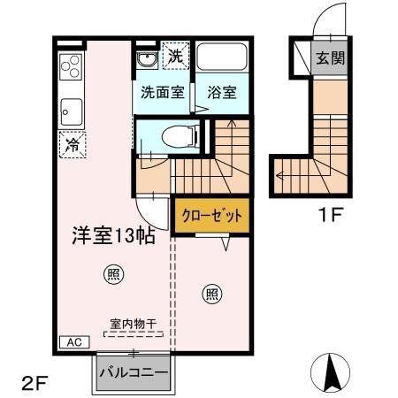 コート小田原(ワンルーム/2階)の間取り写真