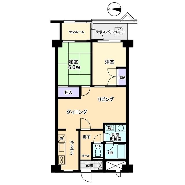 信開ドムス舞崎(2LDK/5階)の間取り写真