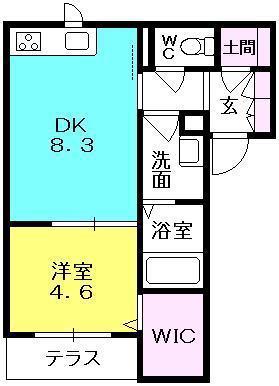アイエフハイツ水波町VI(1LDK/1階)の間取り写真