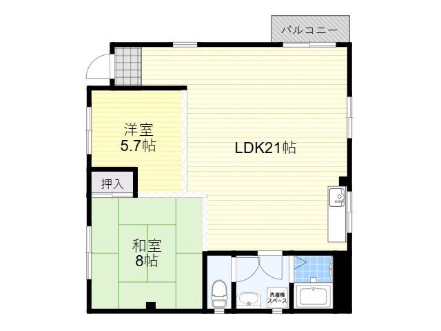 福ビル2(2LDK/2階)の間取り写真