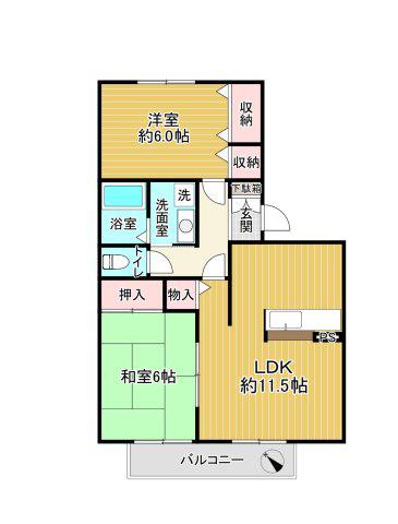 フレマリール桜ヶ丘B(2LDK/1階)の間取り写真