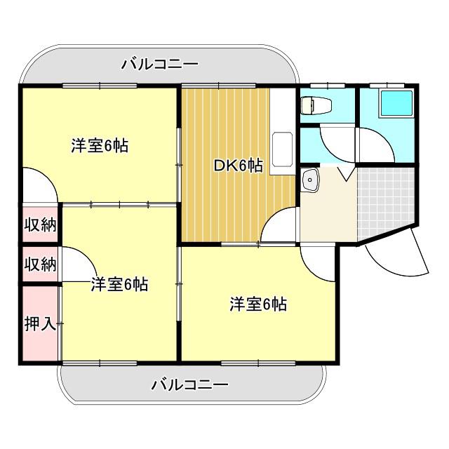 ウエストコートB(3DK/2階)の間取り写真