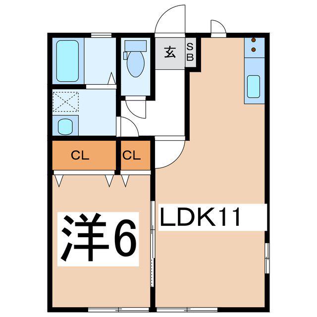 グレイス A棟(1LDK/1階)の間取り写真