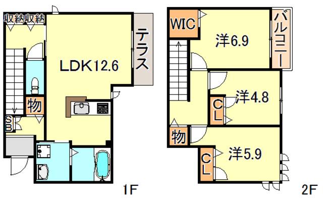 モンスリール(3LDK/1階)の間取り写真