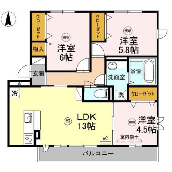 BLOSSOM A棟(3LDK/3階)の間取り写真