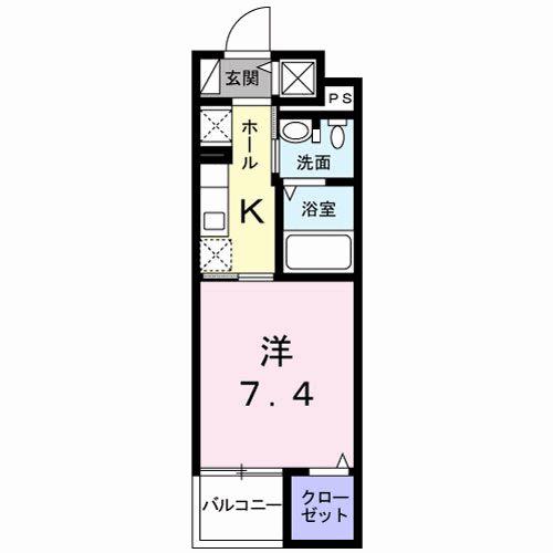ブルージュ(1K/4階)の間取り写真