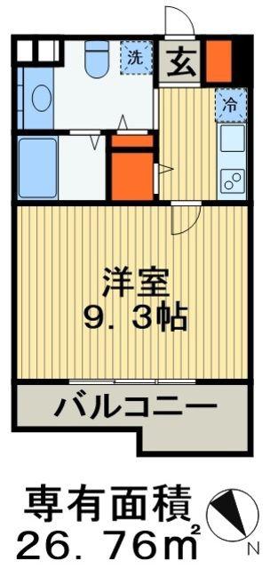 SIDEONE(1K/7階)の間取り写真