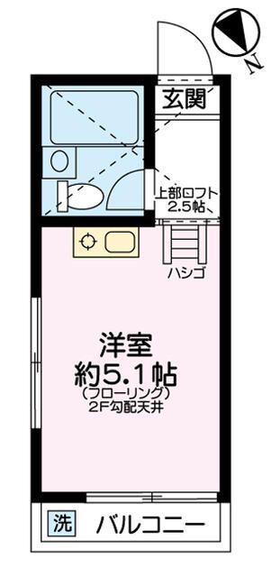 サカエハイツ(ワンルーム/2階)の間取り写真