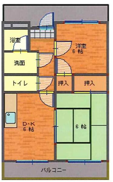 アゼリア古高(2DK/2階)の間取り写真