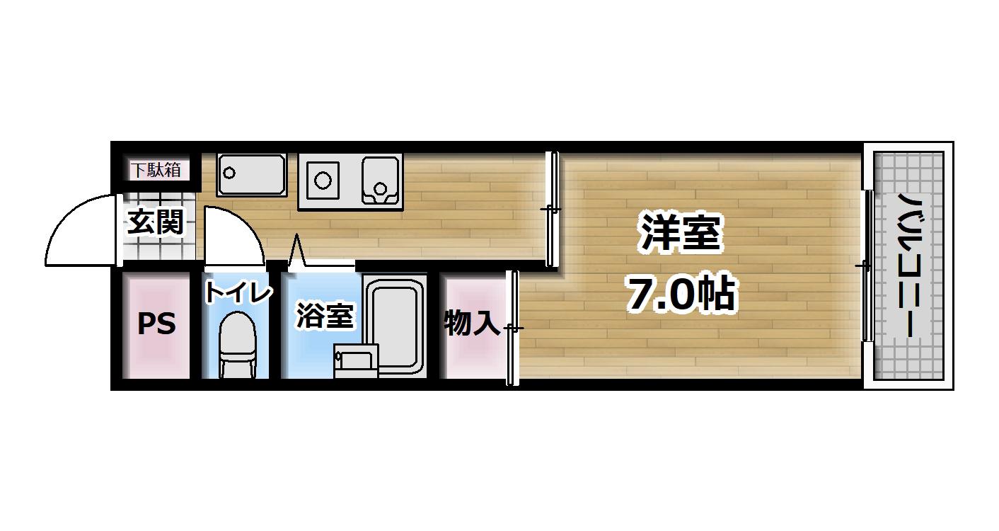 MARRY京都祇園(1K/3階)の間取り写真