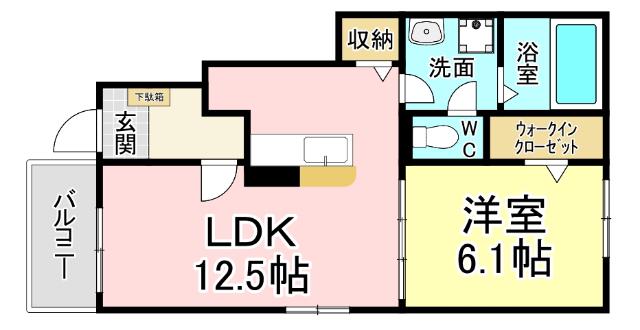 フィールズイーストB(1LDK/1階)の間取り写真