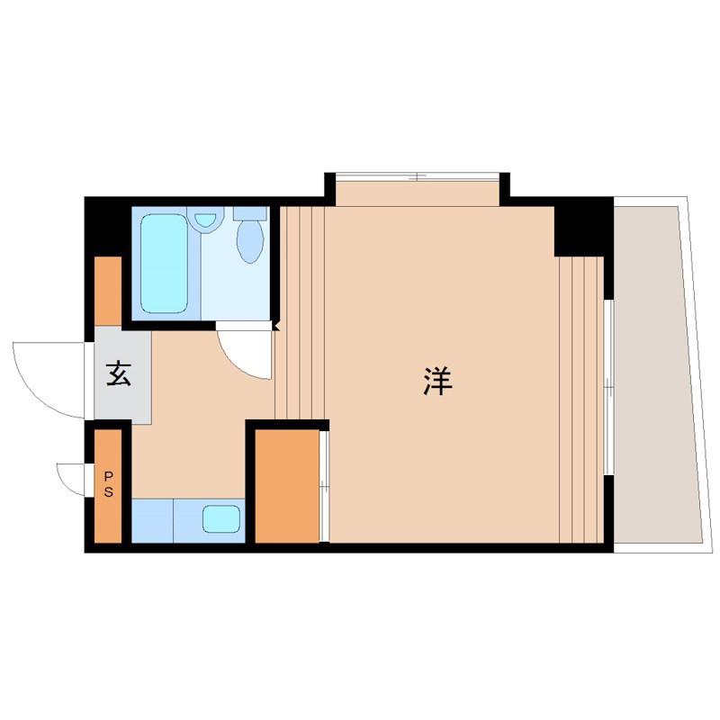 ハイツアルペン東難波(1K/4階)の間取り写真