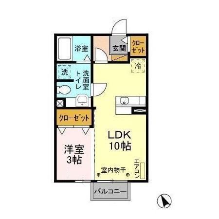グランデ浪花(1LDK/1階)の間取り写真