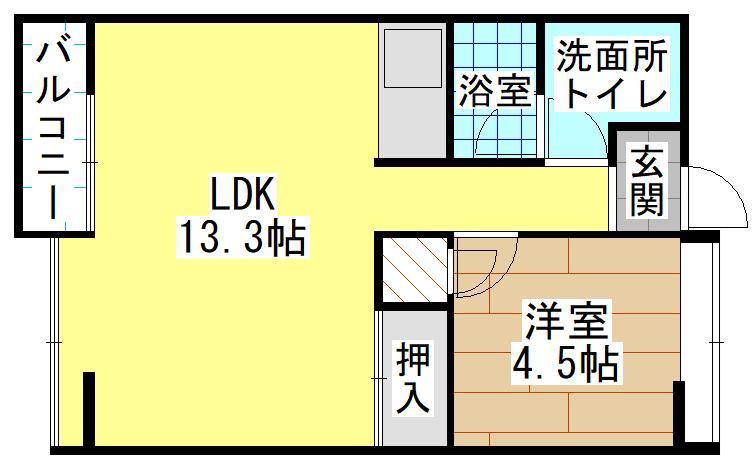 MOON中原東(1LDK/1階)の間取り写真