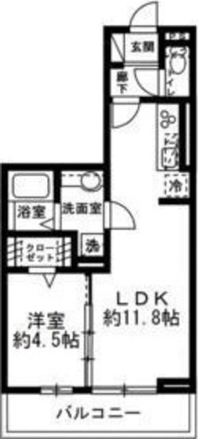 グラーティア相模原(1LDK/3階)の間取り写真