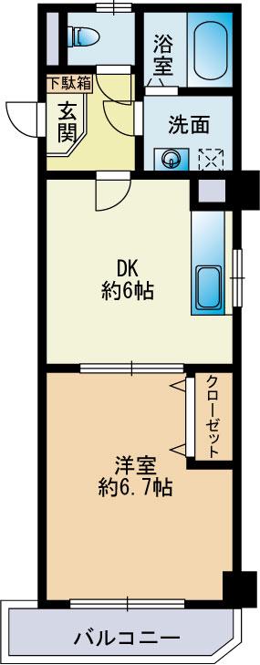 ときわマンション那の川(1DK/3階)の間取り写真