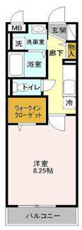 ヴィラ新天地(1K/1階)の間取り写真