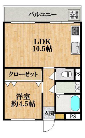 ステラマリス伸和(1LDK/1階)の間取り写真