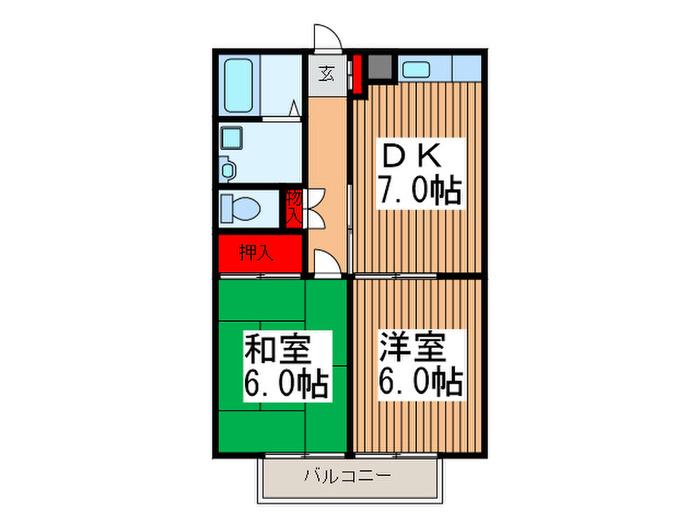 エステートピアK(2DK/1階)の間取り写真