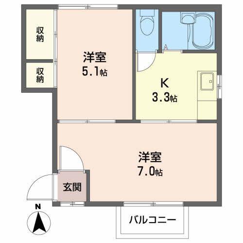 ステラN(2K/2階)の間取り写真