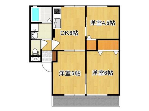 ビューハイム(3DK/1階)の間取り写真