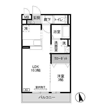 ブリックガーデン(1LDK/3階)の間取り写真