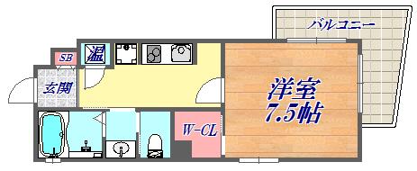 ジークレフ神戸元町(1K/6階)の間取り写真