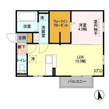 ベルデュール(1LDK/2階)の間取り写真