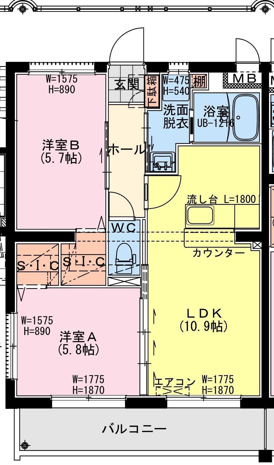 K・キクロスT&II(2LDK/2階)の間取り写真