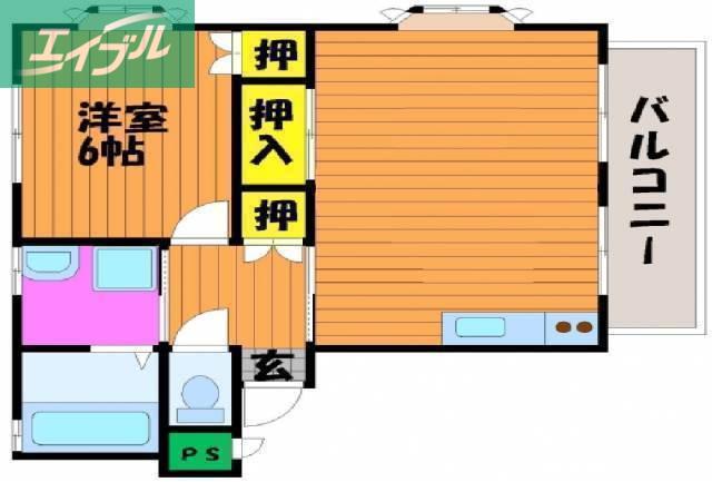 北村第2ビル(1LDK/3階)の間取り写真