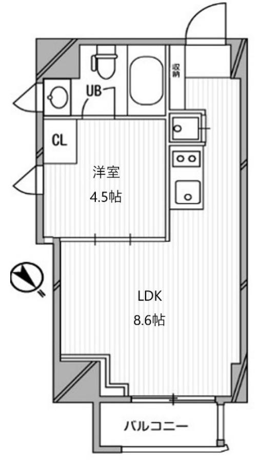 コートモデリア広尾(1DK/1階)の間取り写真