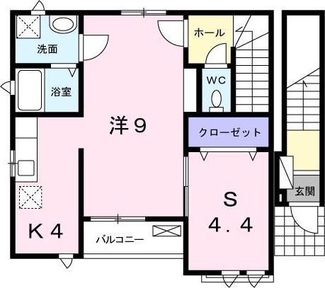 ラシャンス(1SK/2階)の間取り写真
