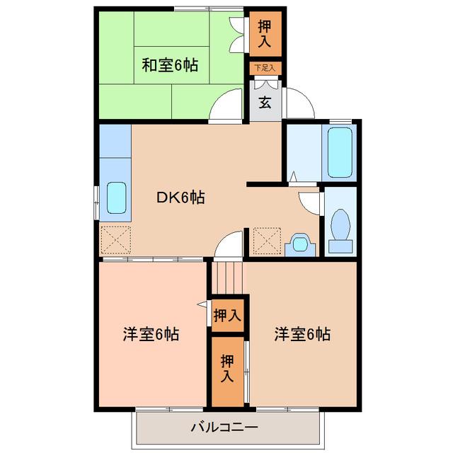 セジュール舘V(3DK/2階)の間取り写真