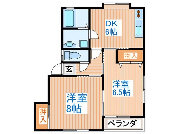 コーポラス都C(2DK/1階)の間取り写真